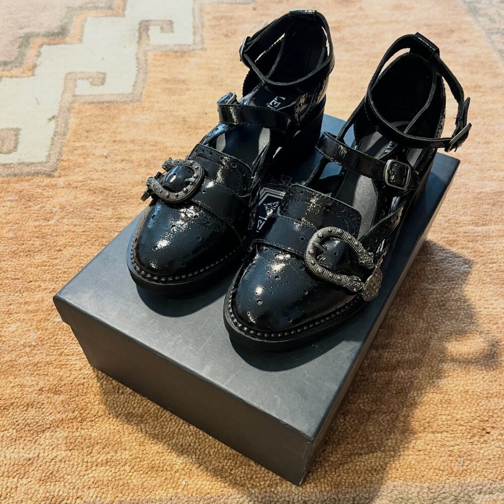 🖤 Free People “Mackenzie” Black Platform Mary Jane Heels – Size 36 - Picture 2 of 6